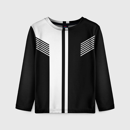 Детский лонгслив Чёрные и белые полоски / 3D-принт – фото 1