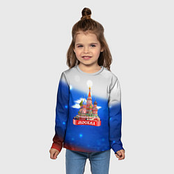 Лонгслив детский Москва на фоне флага России, цвет: 3D-принт — фото 2