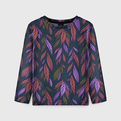 Детский лонгслив Лиственный узор / 3D-принт – фото 1