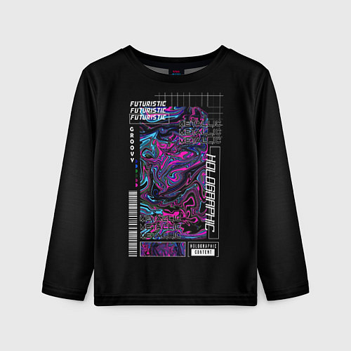 Детский лонгслив Futuristic metallic holograph / 3D-принт – фото 1