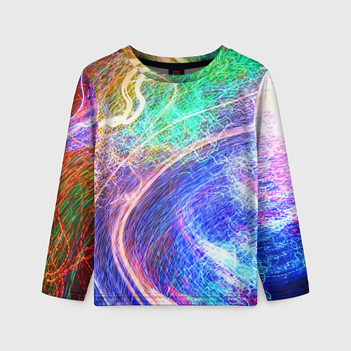 Детский лонгслив Абстрактные разноцветные молнии / 3D-принт – фото 1