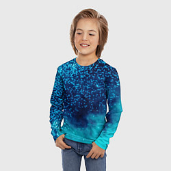 Лонгслив детский Градиент голубой и синий текстурный с блестками, цвет: 3D-принт — фото 2