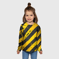 Лонгслив детский WARNING - желто-черные полосы, цвет: 3D-принт — фото 2