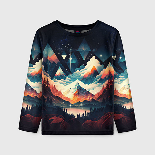 Детский лонгслив Футуризм горы / 3D-принт – фото 1