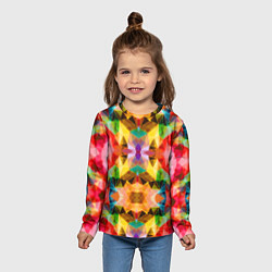 Лонгслив детский Разноцветный мозаичный пиксельный узор, цвет: 3D-принт — фото 2