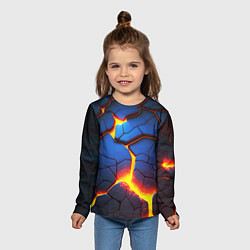 Лонгслив детский Яркая неоновая лава, разломы, цвет: 3D-принт — фото 2