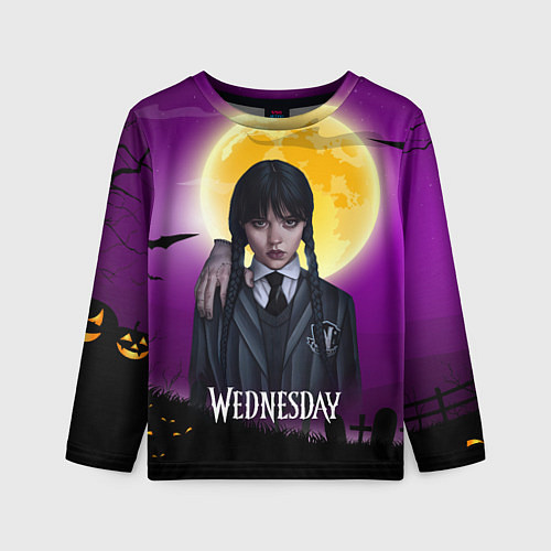 Детский лонгслив Уэнсдэй полнолуние / 3D-принт – фото 1