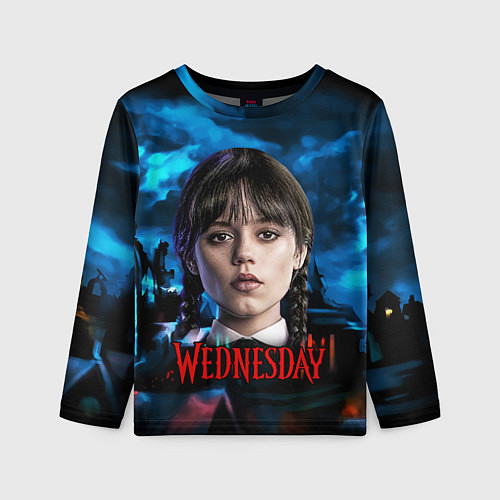 Детский лонгслив Wednesday horror / 3D-принт – фото 1