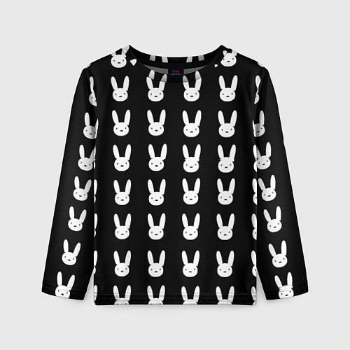 Детский лонгслив Bunny pattern black / 3D-принт – фото 1