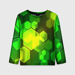 Детский лонгслив Зелёные соты абстракция