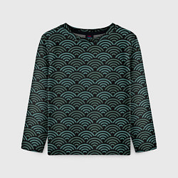 Лонгслив детский Японский бирюзовый паттерн, цвет: 3D-принт