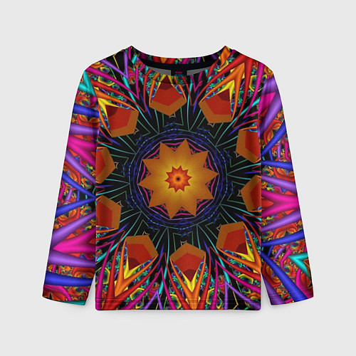 Детский лонгслив Орнамент яркий Мандала / 3D-принт – фото 1