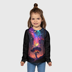 Лонгслив детский Огненное дерево в звездном лесу, цвет: 3D-принт — фото 2