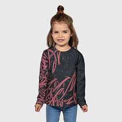 Лонгслив детский Бордовое граффити, цвет: 3D-принт — фото 2