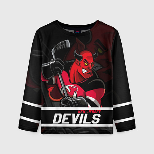 Детский лонгслив New Jersey Devils маскот / 3D-принт – фото 1