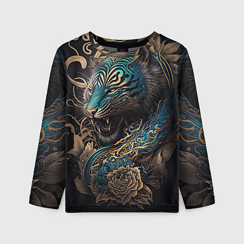Детский лонгслив Тигр Irezumi / 3D-принт – фото 1