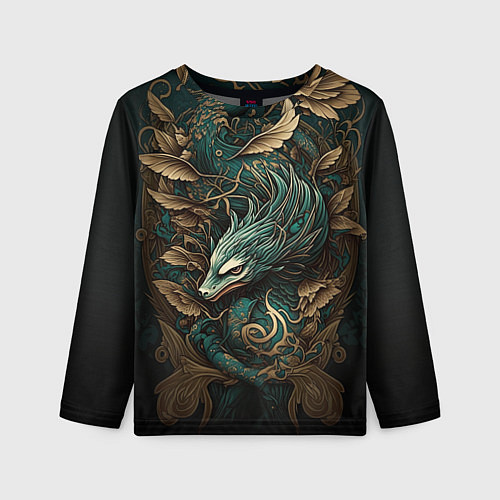 Детский лонгслив Изумрудный Дракон Irezumi / 3D-принт – фото 1