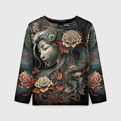 Лонгслив детский Японская девушка Irezumi, цвет: 3D-принт