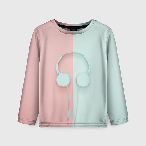 Детский лонгслив Наушники цвета морской волны / 3D-принт – фото 1