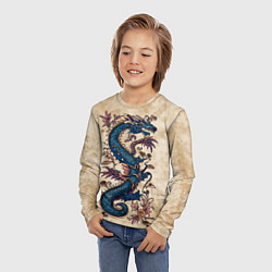 Лонгслив детский Irezumi японский дракон-змей, цвет: 3D-принт — фото 2