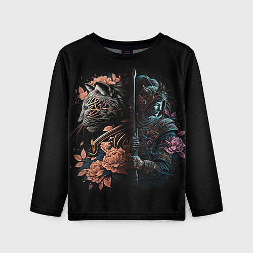 Детский лонгслив Самурай и тигр / 3D-принт – фото 1