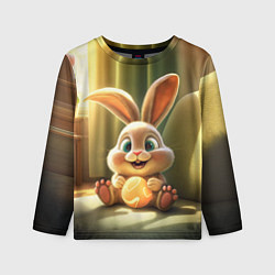 Лонгслив детский Пасхальный зайка на диване, цвет: 3D-принт