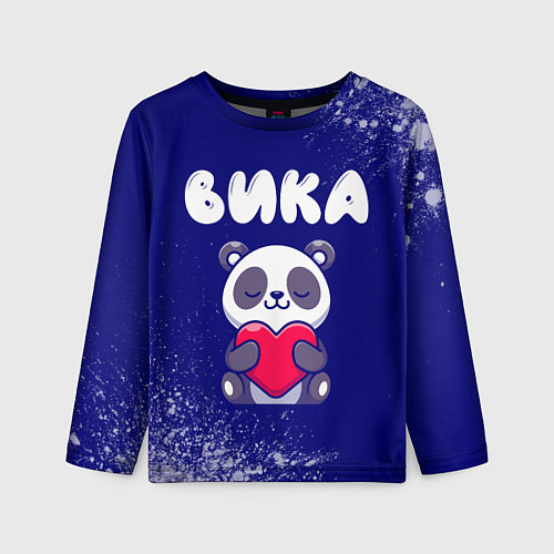 Детский лонгслив Вика панда с сердечком / 3D-принт – фото 1
