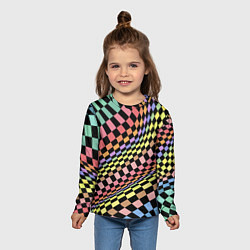 Лонгслив детский Colorful avant-garde chess pattern - fashion, цвет: 3D-принт — фото 2