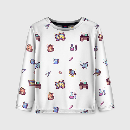 Детский лонгслив Паттерн - школа / 3D-принт – фото 1
