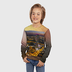 Лонгслив детский Екатеринбург - Башня Исеть и Дом советов вечером, цвет: 3D-принт — фото 2