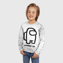 Лонгслив детский Among Us с потертостями на светлом фоне, цвет: 3D-принт — фото 2