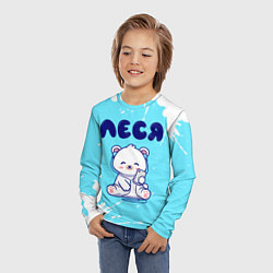 Лонгслив детский Леся белый мишка, цвет: 3D-принт — фото 2