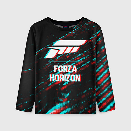 Детский лонгслив Forza Horizon в стиле glitch и баги графики на тем / 3D-принт – фото 1