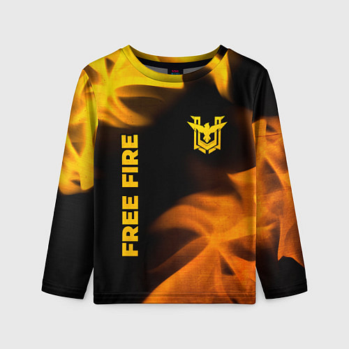 Детский лонгслив Free Fire - gold gradient: надпись, символ / 3D-принт – фото 1