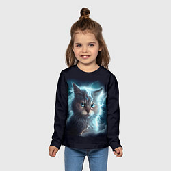 Лонгслив детский Котик с молниями, цвет: 3D-принт — фото 2