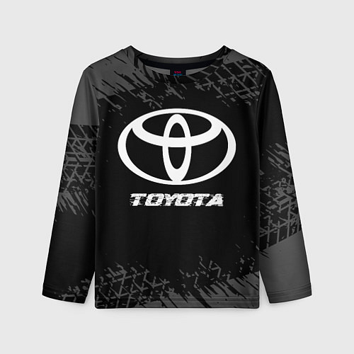 Детский лонгслив Toyota speed на темном фоне со следами шин / 3D-принт – фото 1