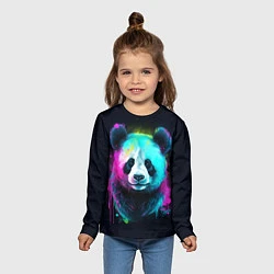 Лонгслив детский Панда в неоновых красках, цвет: 3D-принт — фото 2