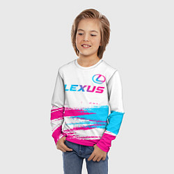 Лонгслив детский Lexus neon gradient style: символ сверху, цвет: 3D-принт — фото 2