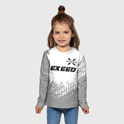 Лонгслив детский Exeed speed на светлом фоне со следами шин: символ, цвет: 3D-принт — фото 2