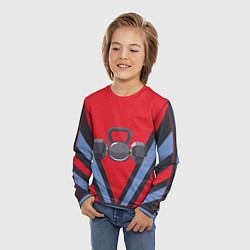 Лонгслив детский Ретро дизайн с гантелями и гирей, цвет: 3D-принт — фото 2