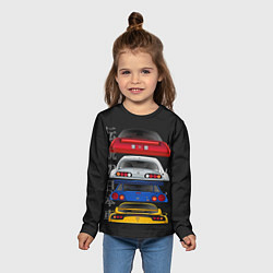 Лонгслив детский Тойота, Ниссан, Хонда, Скайлайн, цвет: 3D-принт — фото 2
