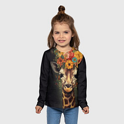 Лонгслив детский Портрет жирафа с цветами: арт нейросети, цвет: 3D-принт — фото 2