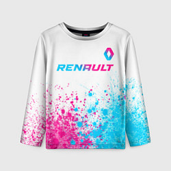 Лонгслив детский Renault neon gradient style: символ сверху, цвет: 3D-принт