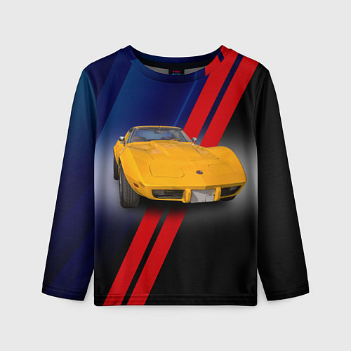 Детский лонгслив Классический спорткар Chevrolet Corvette Stingray / 3D-принт – фото 1