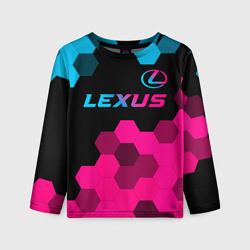 Детский лонгслив Lexus - neon gradient: символ сверху / 3D-принт – фото 1