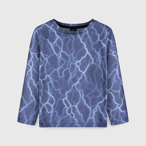 Детский лонгслив Электрический разряд на голубом фоне / 3D-принт – фото 1