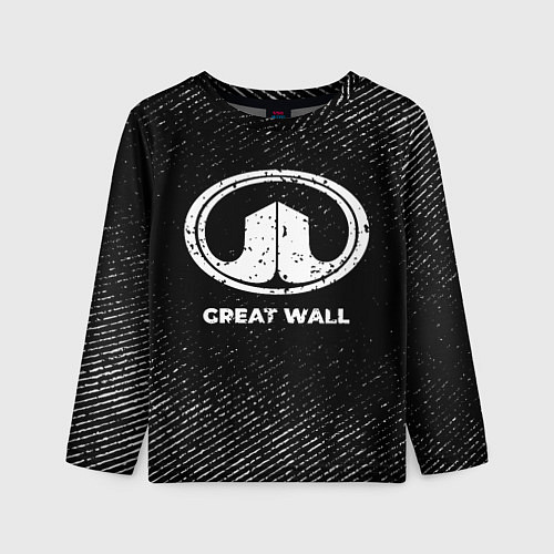 Детский лонгслив Great Wall с потертостями на темном фоне / 3D-принт – фото 1