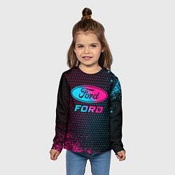 Лонгслив детский Ford - neon gradient, цвет: 3D-принт — фото 2