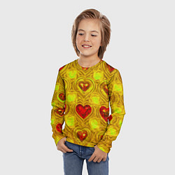 Лонгслив детский Узор рубиновые сердца, цвет: 3D-принт — фото 2