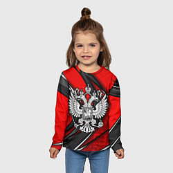 Лонгслив детский Герб РФ - красная органика, цвет: 3D-принт — фото 2